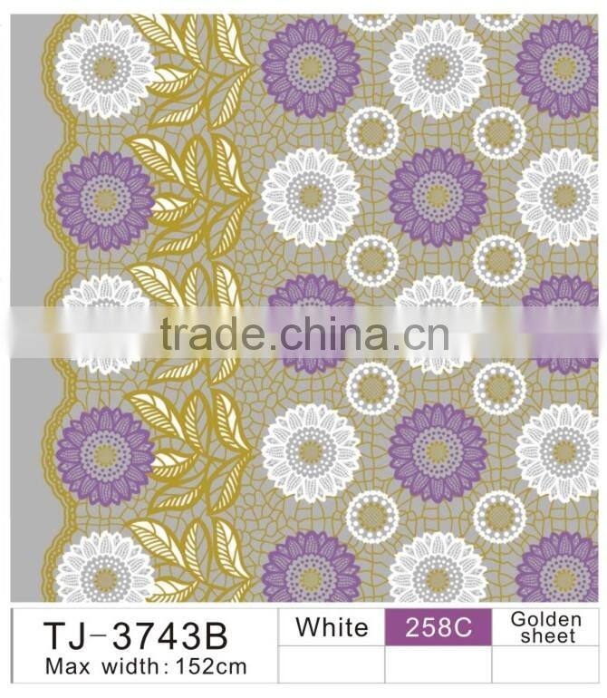 TJ-3743 Transparent emboossed tablecloth with golden & silver