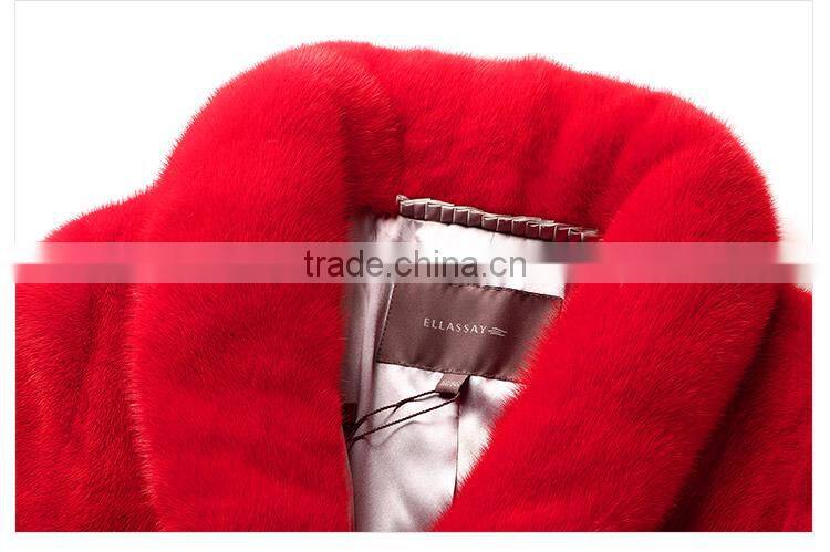 Red mink fur parka coat wholesale