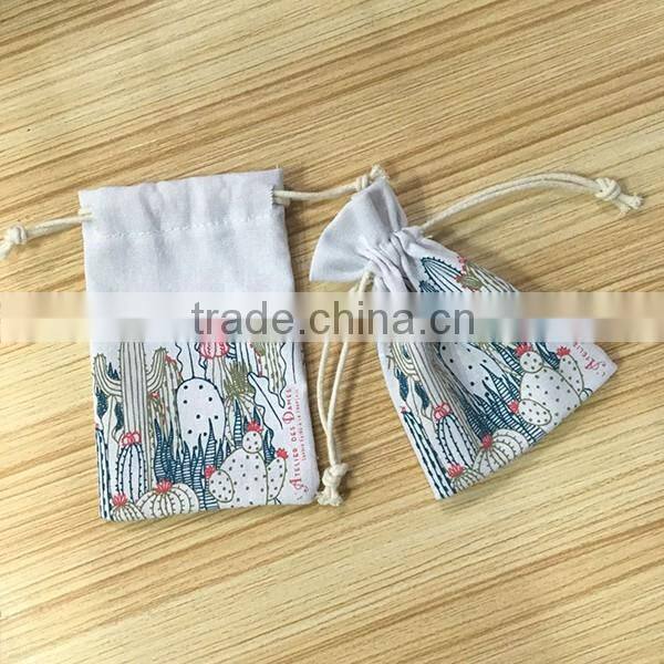 Custom Logo Indian Jewelry Small Drawstring Organic Gift Muslin Cotton Pouch