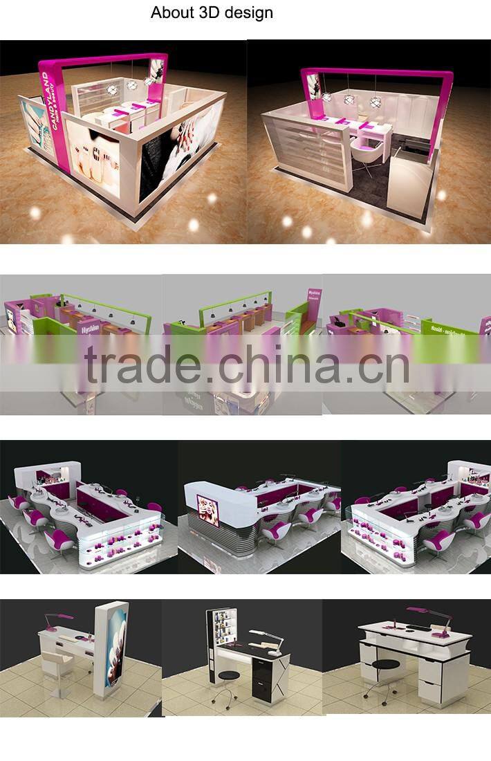best price 3d design double nail table for beauty salon kiosk
