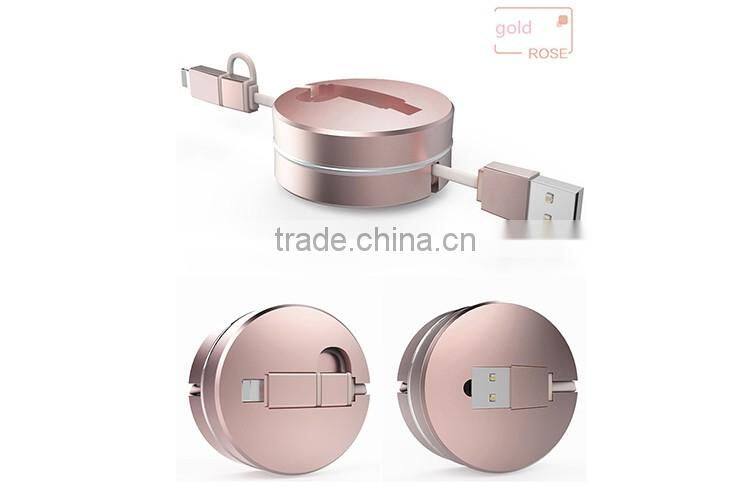 Convenient multi-color fashionable 2 in 1 usb great quality stretching data cable