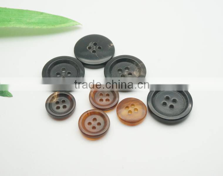 Brown Classic Horn Buttons 4 Holes Round Men's Suit Buttons