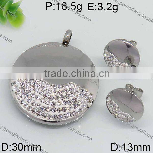 Fashion round shape diamond jewelry set steel color jewelry set china wholesale