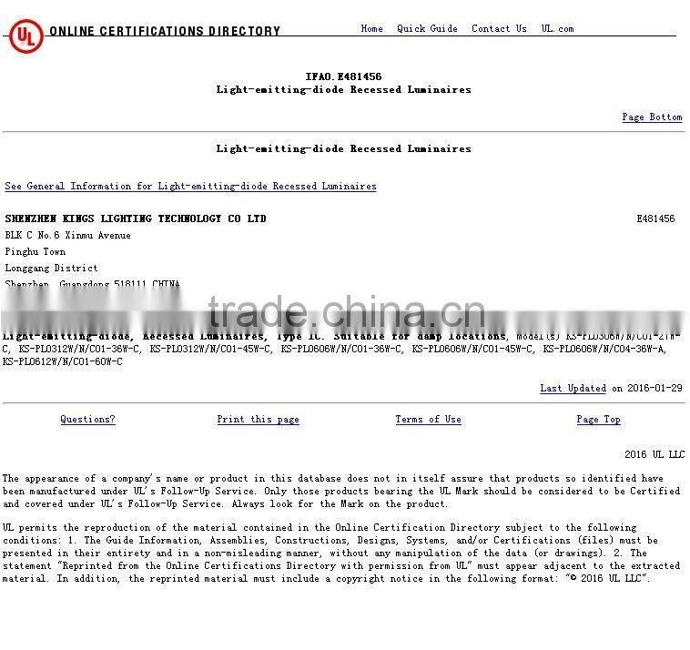 60x60 square ul cul dlc listed led panel light