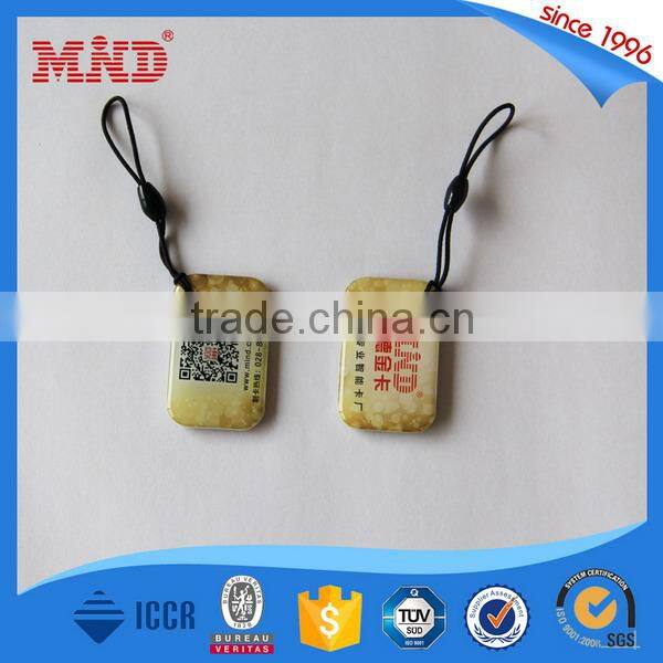 MDE201 Waterproof crystal epoxy card/NFC key tag with high quality chip