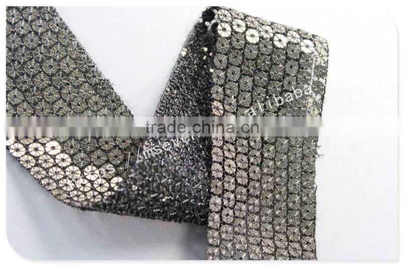 Hot selling 4.2cm width bronze embroidery sequin trim for garment