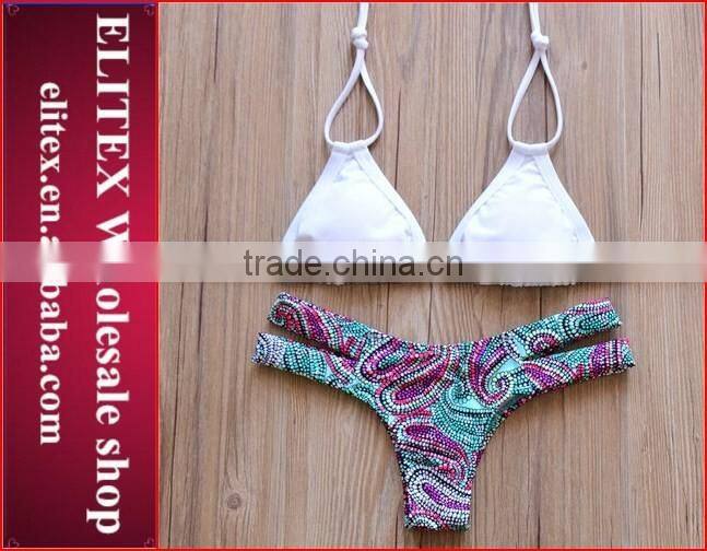 2017 Newest halter green leaves print sexy micro bikini CK371
