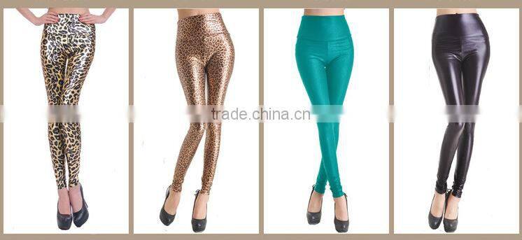 Punk Style Spring Summer Ladies Sexy Leather Look High Waist Stretch Leggings Sex Women Tights Black Leather Pants Size 6-14