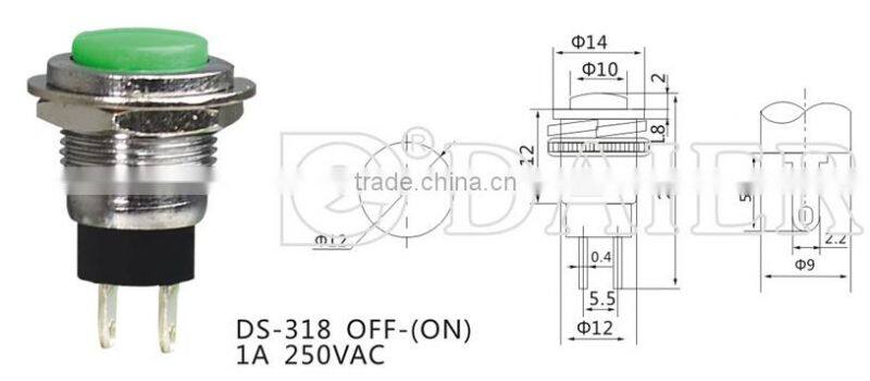 DS-318 12mm 2 pin push button switch