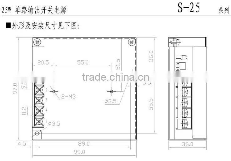 YUMO S-25 5/12/15V 25W Single output High efficiency power supply Switching Power Supply
