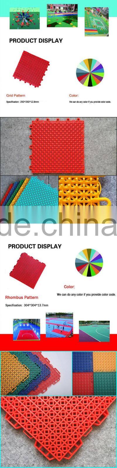 Outdoor interlocking sport court removable plastic floor tiles