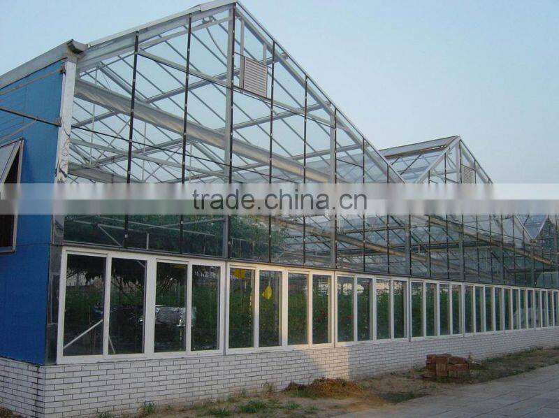 Galvanized steel structure glass cover used commercial greenhouses