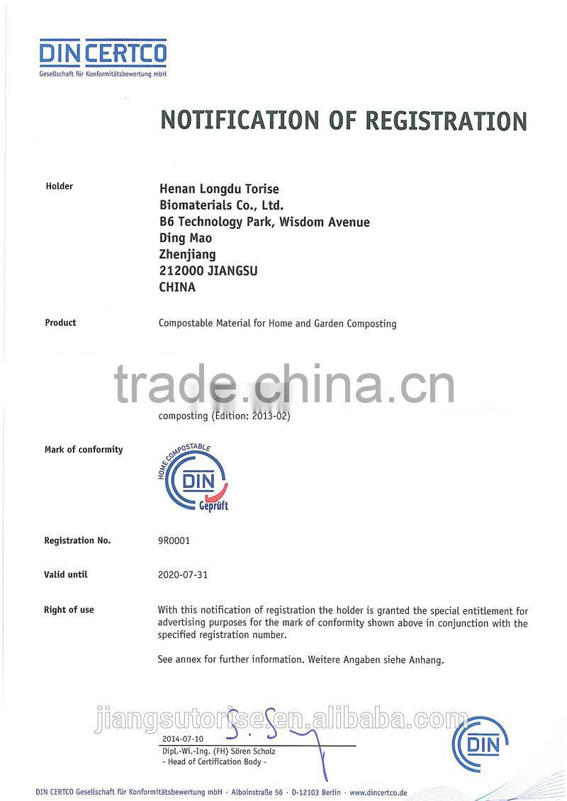 poly modified resin compostable PBAT and cornstarch resin