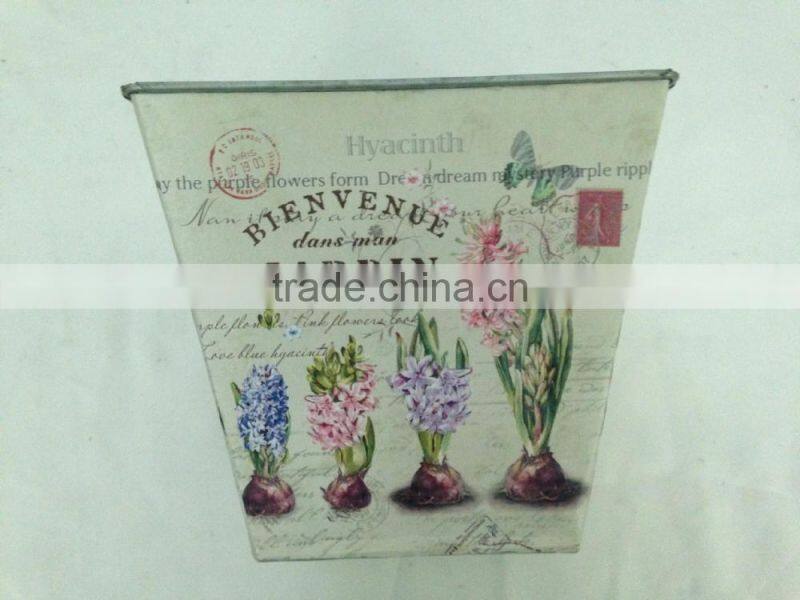 2016 lavender Design paper decal metal square flower pot for garden