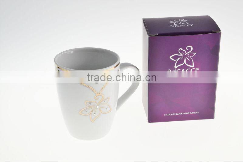 Wholesale Ceramic Bauhinia Flower Mug Made With Swarovski Elements V2008A-091P-CC