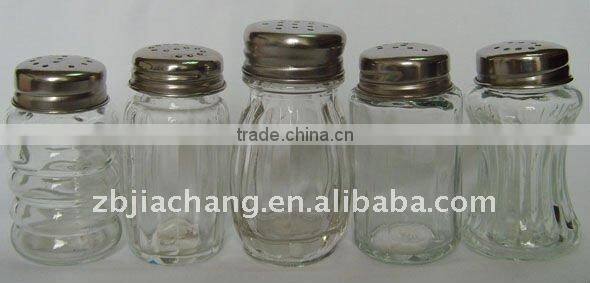 bell shape mini round glass spice shaker jar and metal lids