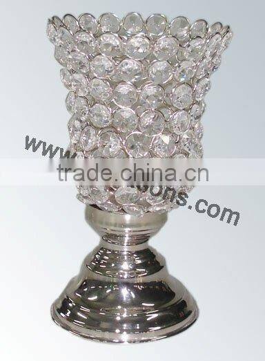 New design silver metal candle holder with crystal