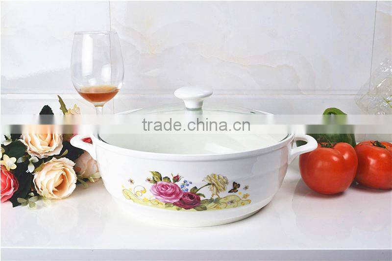 Microwave porcelain pot with glass lid