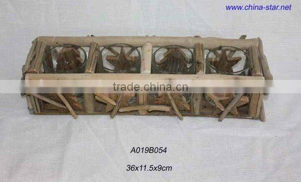 driftwood candle stand for christmas