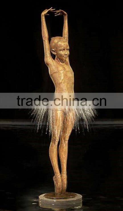 Art Metal Craft Bronze Casting Ballerina Statue Fountain for Wholesale