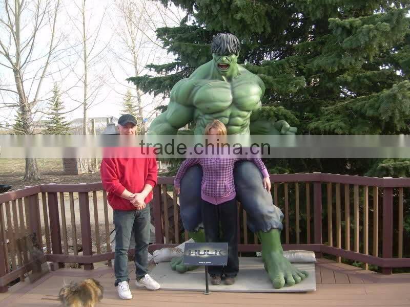 outdoor garden decoration fiberglass material life size hulk statue for sale