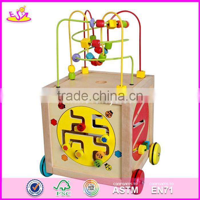 Multi-function 5 in 1 wooden toy activity cube for toddlers W11B136-S