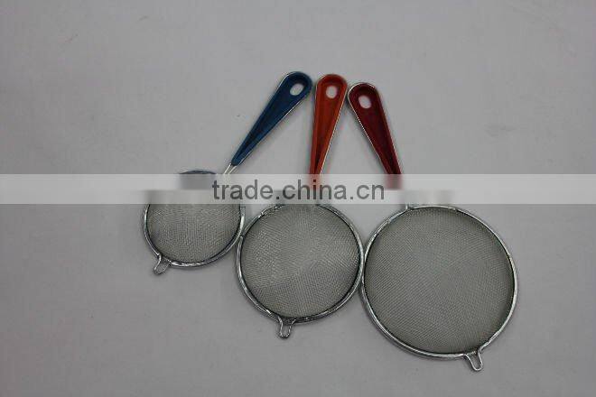 3PC COLORFUL PLASTIC HANDLE OIL STRAINER SET