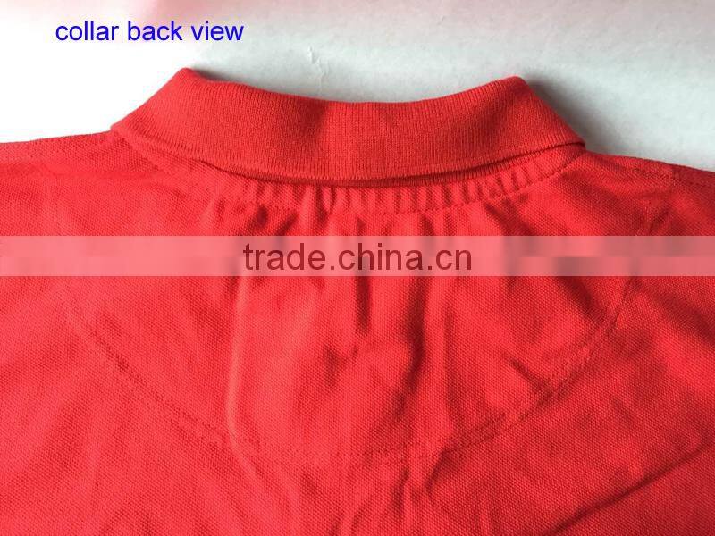 Embroidred LOGO 3pcs Transparent Front Fly Buttons 50% Polyester 50% Cotton Red T Shirt