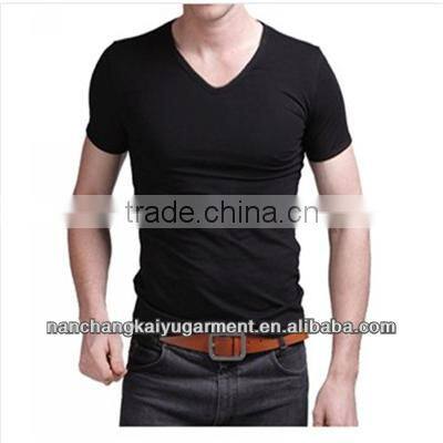 2014 Summer New Arrival Men's Fashion Plain Short Sleeve V-Neck T-Shirt