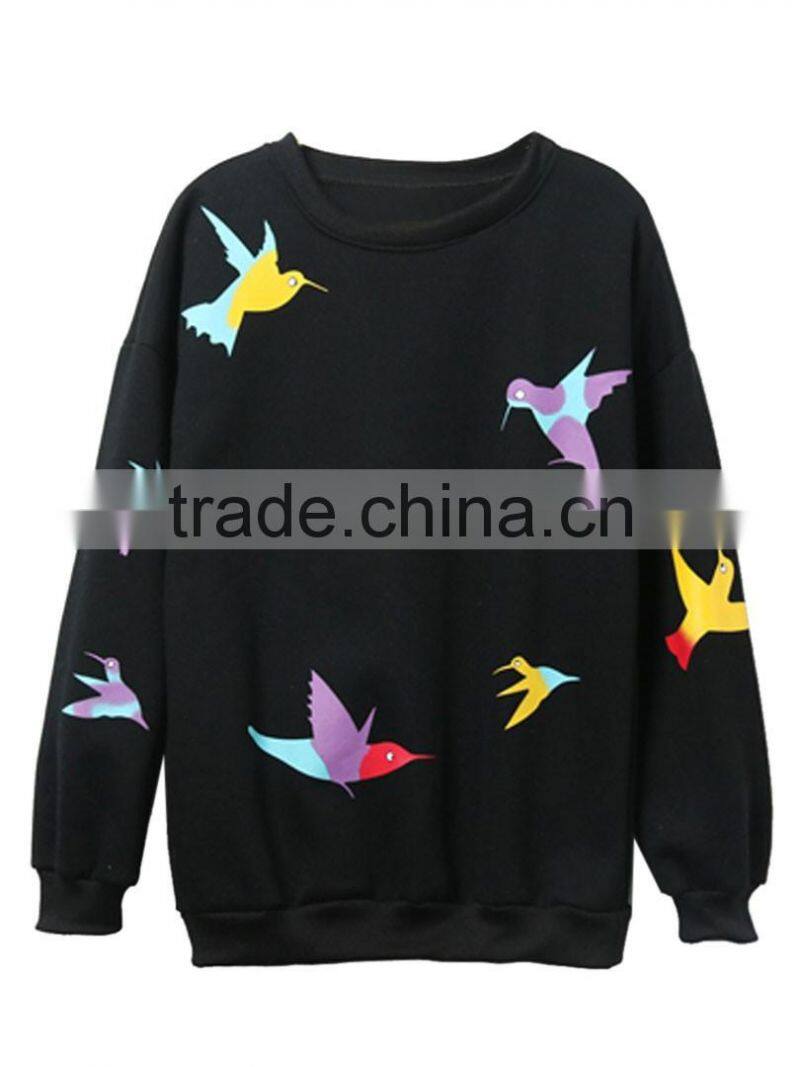 Autumn Winter thicken printing pullover fleece sweaters designs for ladies