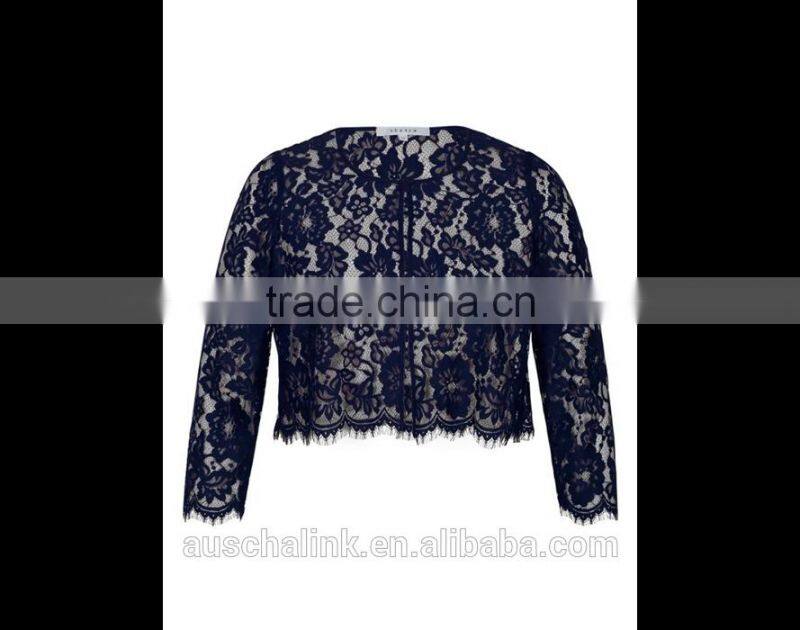best selling women spring fashion blue lace jacket OEM service