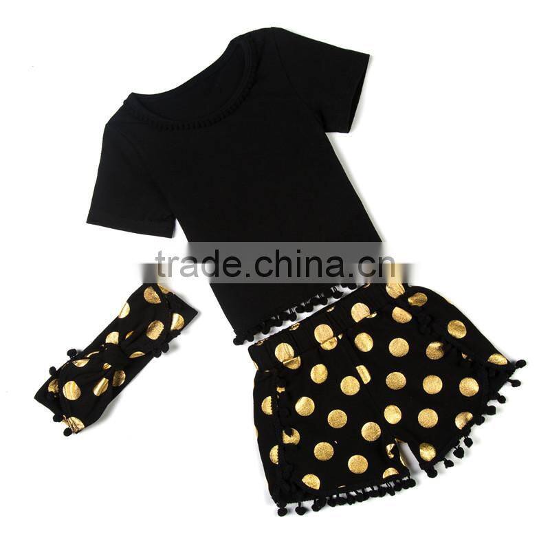 2017 Popular Baby Girl Apparel Gorgeous Baby Outfits Girls Blank T Shirt Pom Pom Shorts For Summer Beach