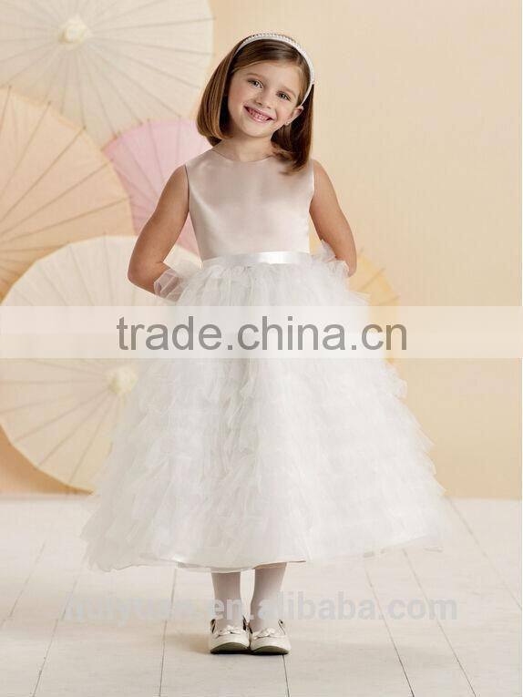cute baby gown satin lace bow girl dresses long