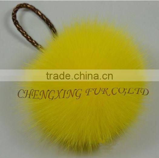 CX-P-23A Genuine Fox Fur Pendant Fur Ball Key Chain Key Ring~ MIXED COLOUR
