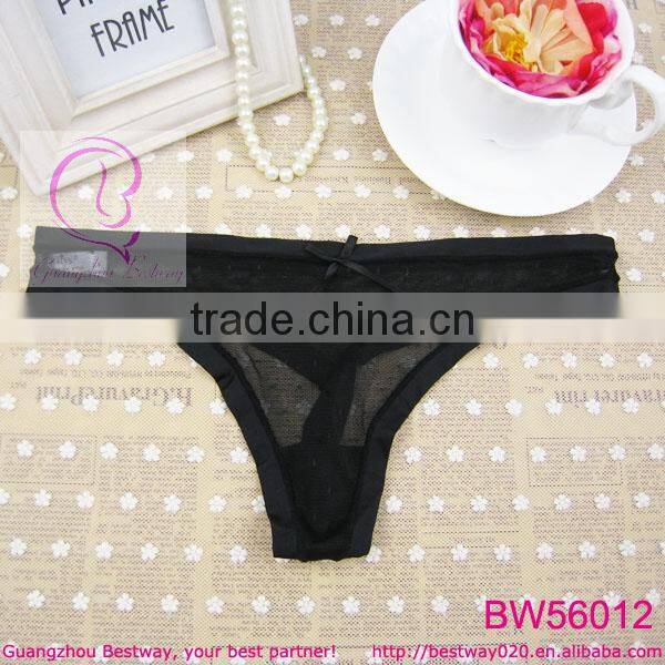 Stock thongs full transparent lace with bow