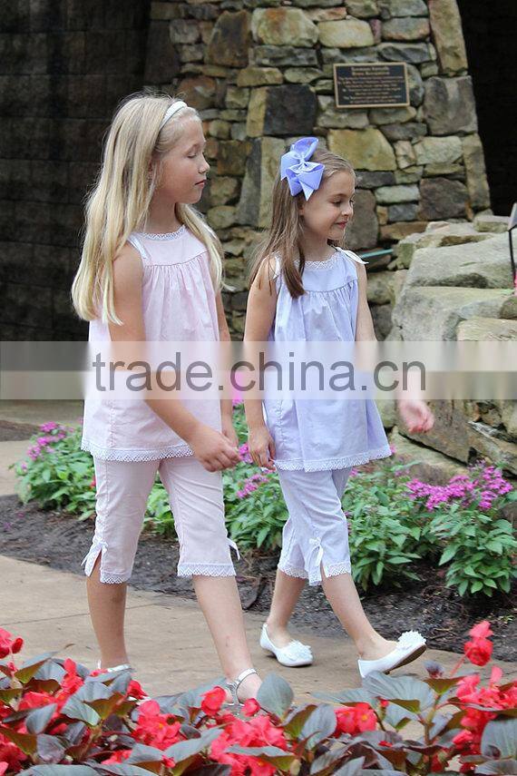 Whoesale Pink and Light Blue Boutique Baby Girl Clothes Sets