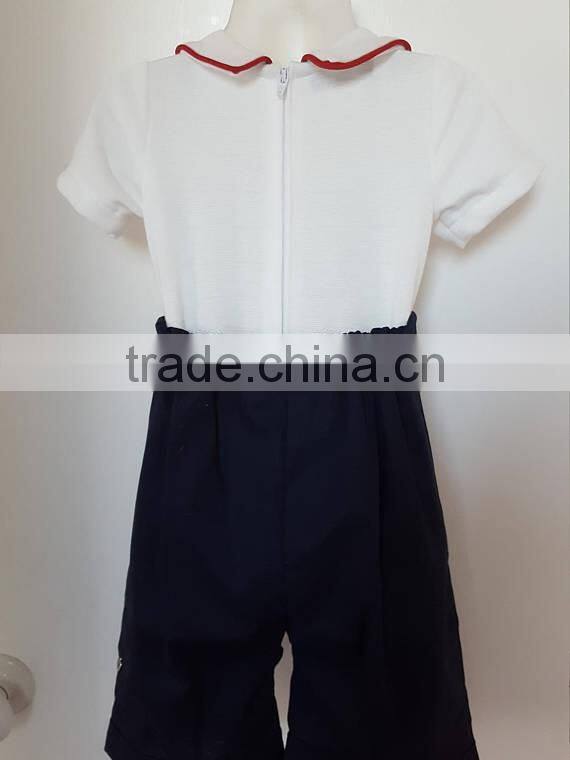 New Fashion Clothes Baby Boy Christmas Clothes with red Piping on collar