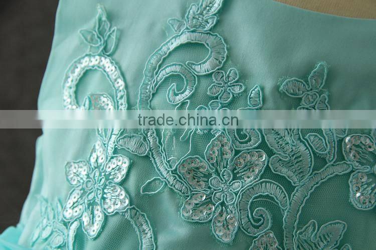 2017 Indian girls without dress pictures summer green Flower Puffy party dress Turkey girls shining Performance dance dresses