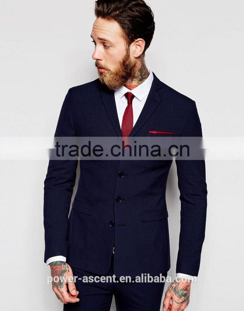 2016 men's new designer super skinny four bottons navy suit jacket