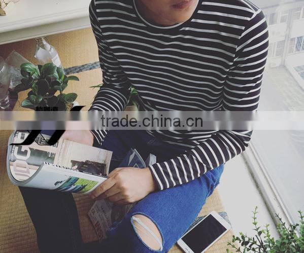 Men Stripe long sleeve cheap tshirt