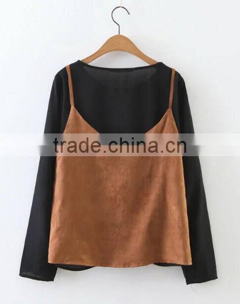 Runwaylover EY2358B Ladies 2017 Ladies Two Piece Suits , Women Fashion Blouse And Vests