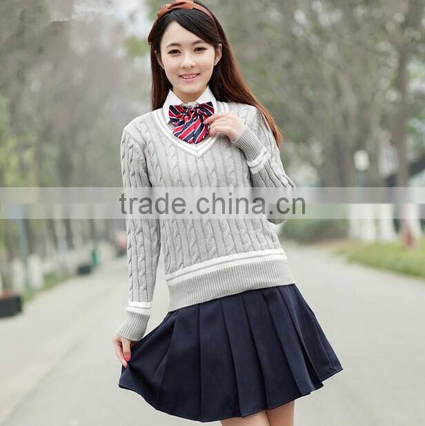 Own brand Junior and senior girls high school uniforms suit vest shirt school uniforms