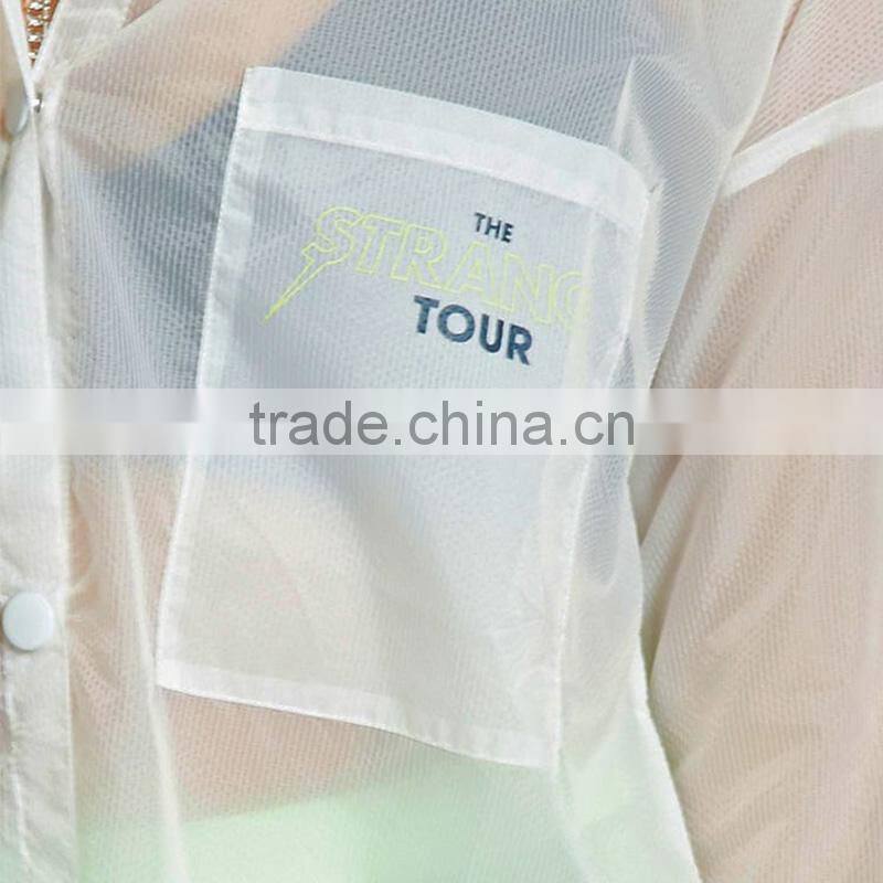 Lightweight outdoor waterproof rain hoodie ladies transparent nylon jackets