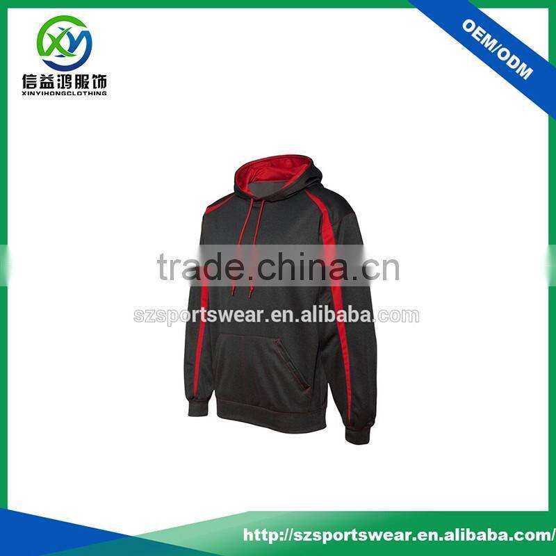 Latest Design Black with Red Color Men Polyester Sweater Hoody Fleece in side
