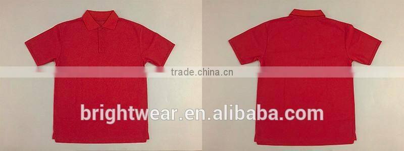 Hot sale mens red plain polyester 3 buttons closure pique short sleeve polo shirt