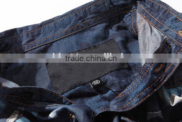 2016 Camouflage style men washed denim casual shirt