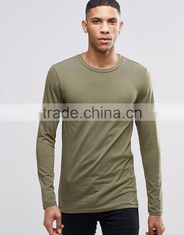 Guangzhou Shandao Casual Summer O-neck Long Sleeve 160g 100% Cotton Custom Slim Tall T Shirt