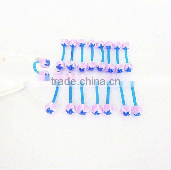 hot printed windmill acrylic ball EBA shaft flexible tongue piercing body jewelry