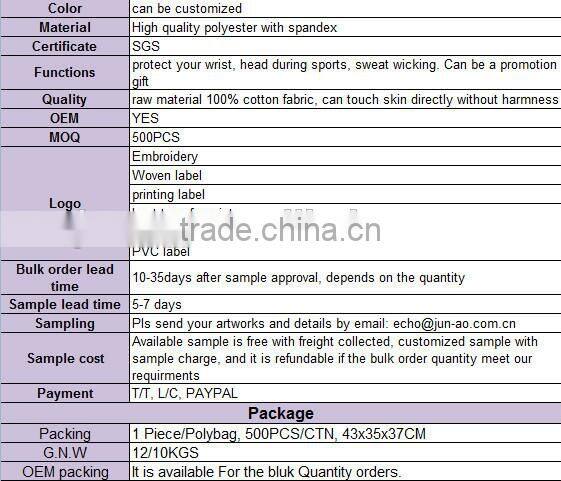 2015 cheap custom terry towel cotton embroidery knitted headband