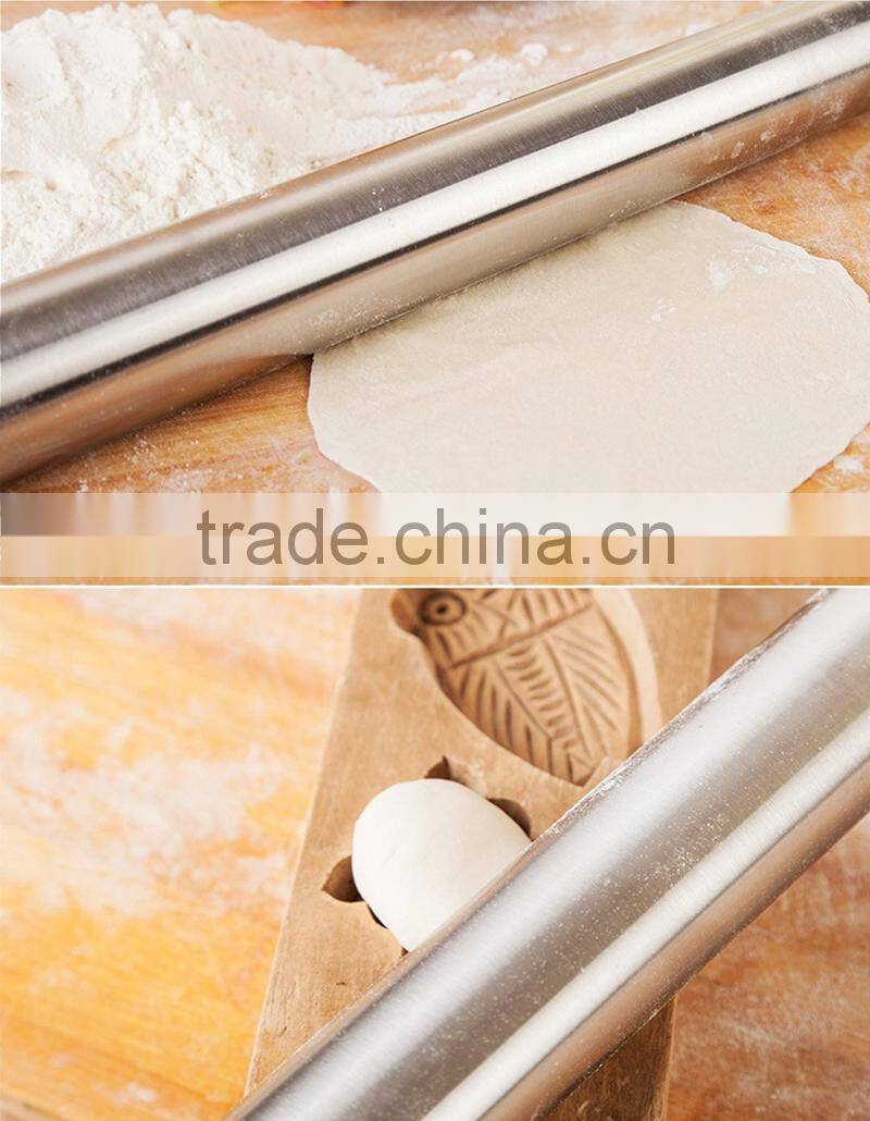 New design food grade french stainless steel rolling pin for bakery, pizza